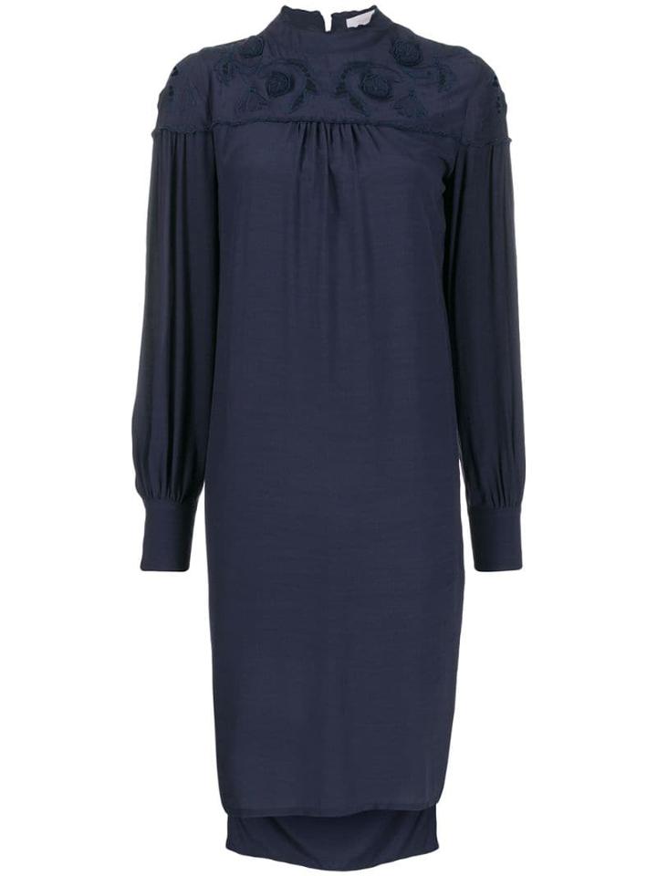See By Chloé Floral Embroidered Shift Dress - Blue