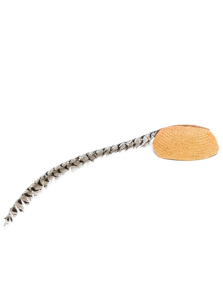 Gucci Embellished Feather Hat - Neutrals