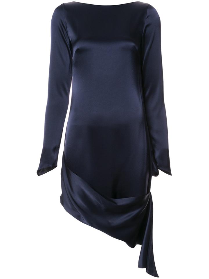 Osman Draped Satin Dress - Blue