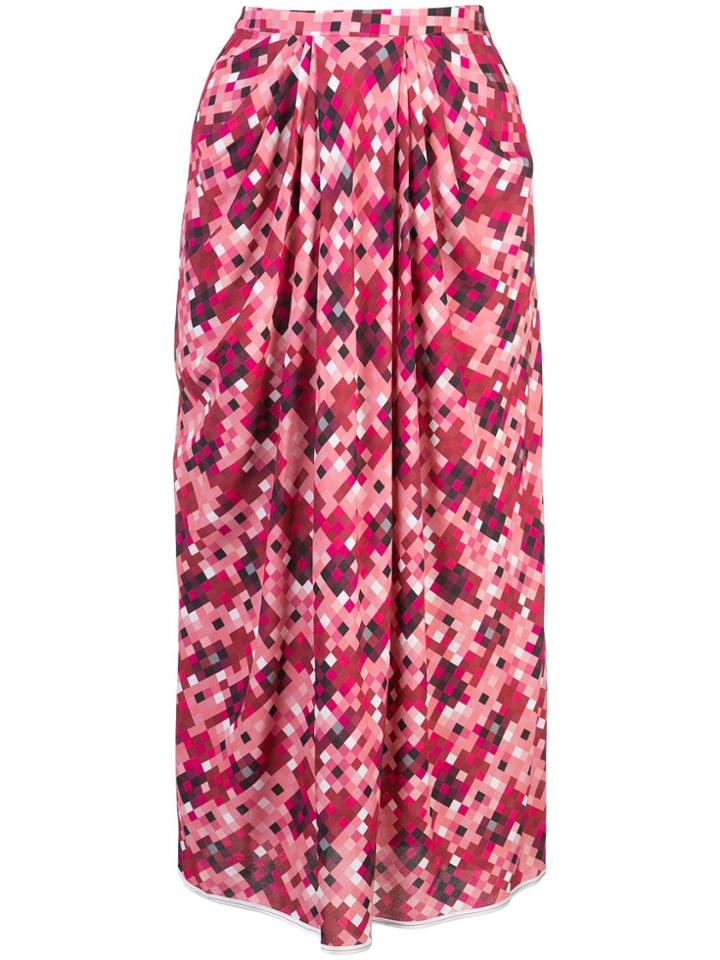 Marni Pixel Print Pleated Midi-skirt - Pink
