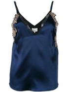 3.1 Phillip Lim Lace Slip Cami Blouse, Women's, Size: 8, Blue, Silk/polyester/polyamide/silk