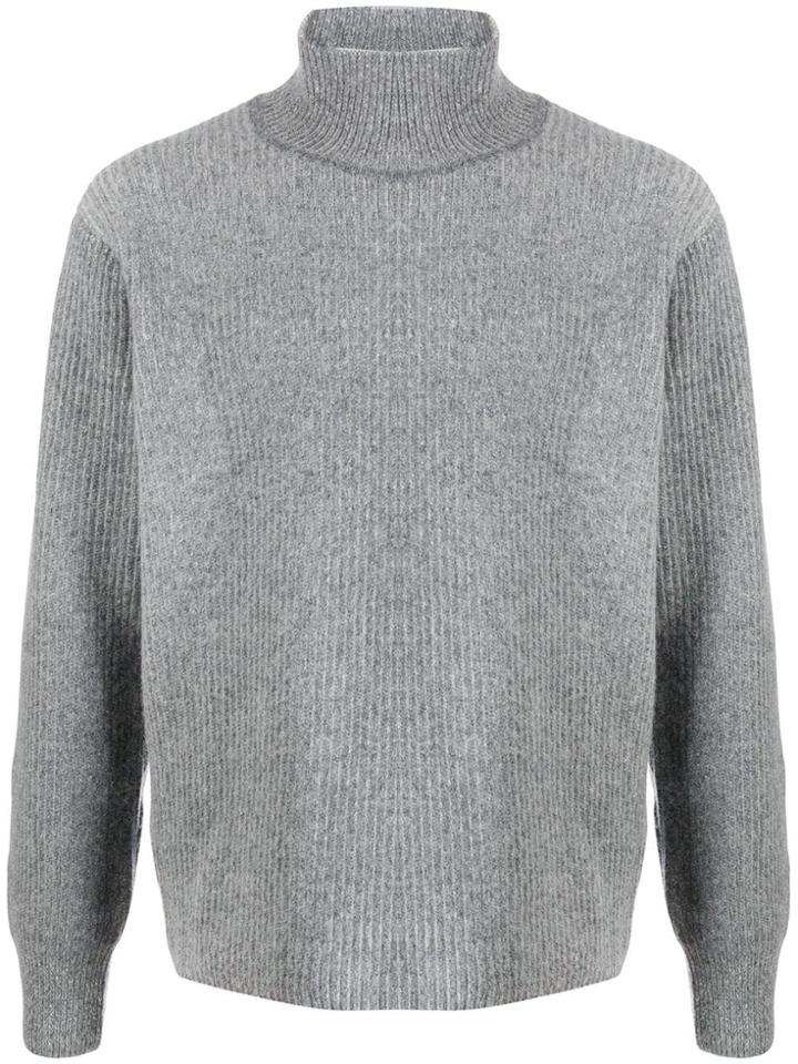 Maison Kitsuné Ribbed Turtleneck Jumper - Grey