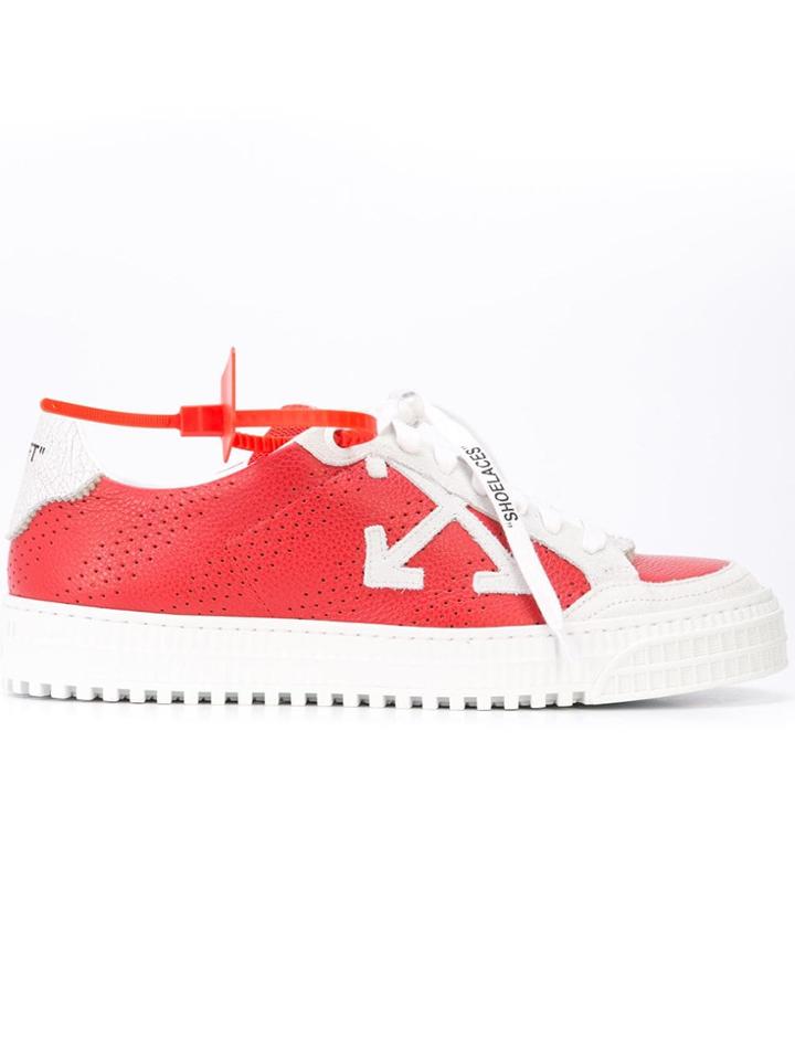 Off-white Lace-up Panelled Sneakers - Red