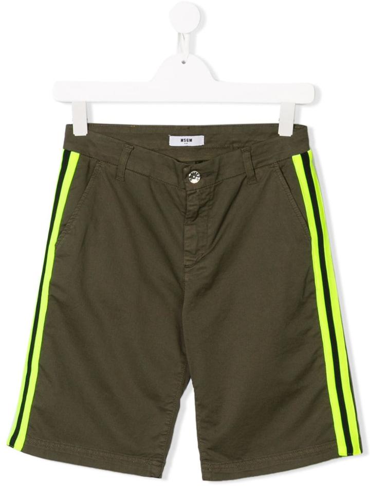 Msgm Kids Stripe Trim Shorts - Green