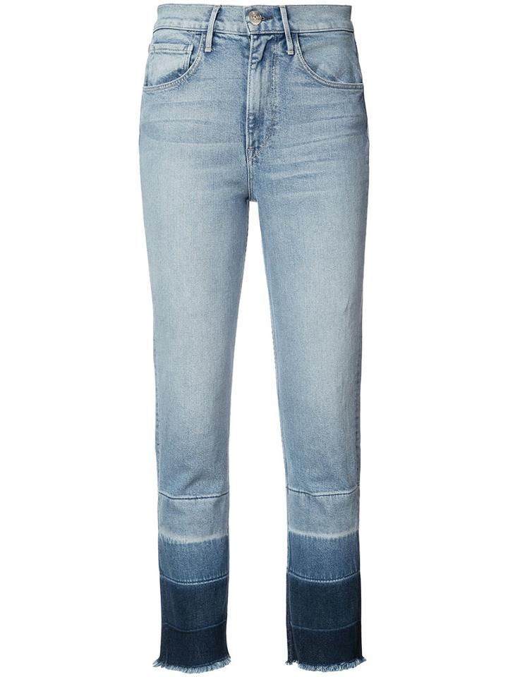 3x1 - Panelled Hem Cropped Jeans - Women - Cotton/polyester/spandex/elastane - 25, Blue, Cotton/polyester/spandex/elastane