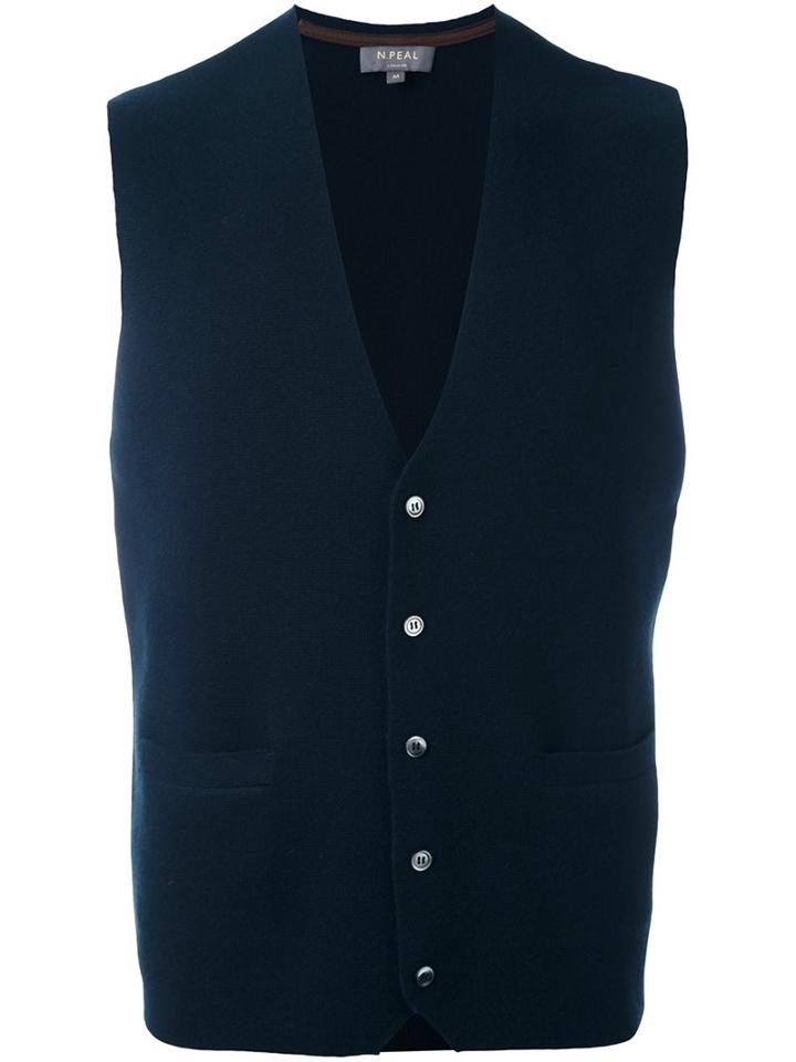 N.peal 'the Chelsea Milano' Waistcoat, Men's, Size: Xl, Blue, Cashmere