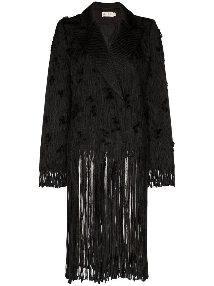 Xu Zhi Embroidered Fringe-trimmed Blazer - Black