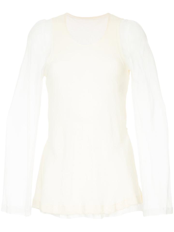 Comme Des Garçons Vintage Dual Layer Sheer Blouse - White