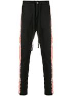 Greg Lauren Striped Slim-fit Trackpants - Black