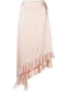Elizabeth And James Ruffled Asymmetric Skirt, Women's, Size: 8, Nude/neutrals, Acetate/polyester