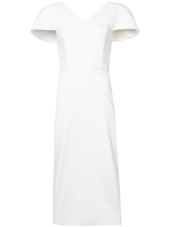 Christian Siriano V-neck Fitted Dress - White
