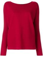 Loro Piana Pleated Boat Neck Top - Red
