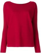 Loro Piana Pleated Boat Neck Top - Red