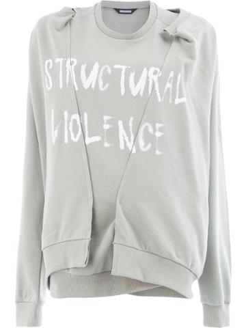 Moohong Distressed Slogan Sweatshirt - Grey