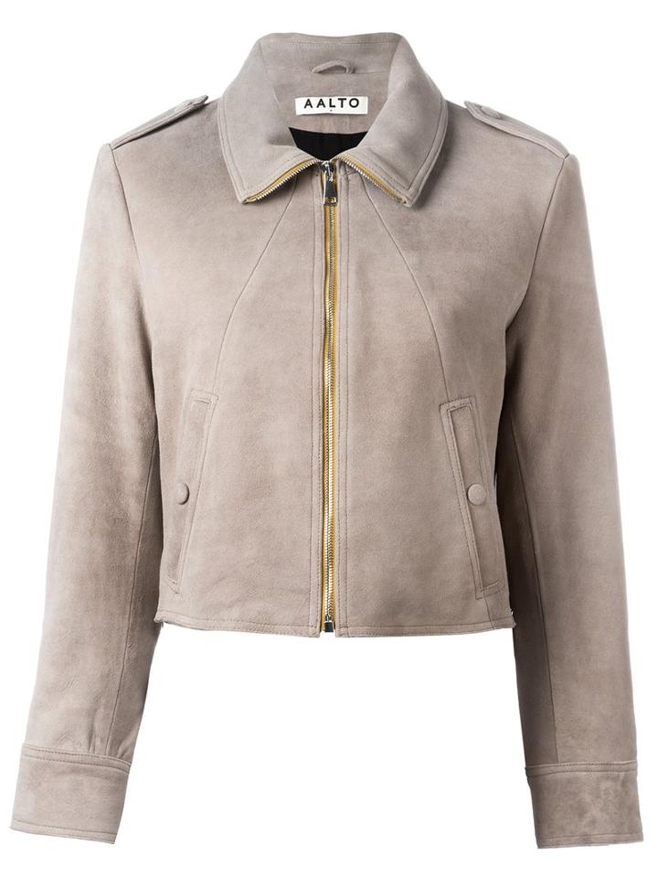 Aalto - Cropped Jacket - Women - Lamb Skin/rayon - 36, Nude/neutrals, Lamb Skin/rayon