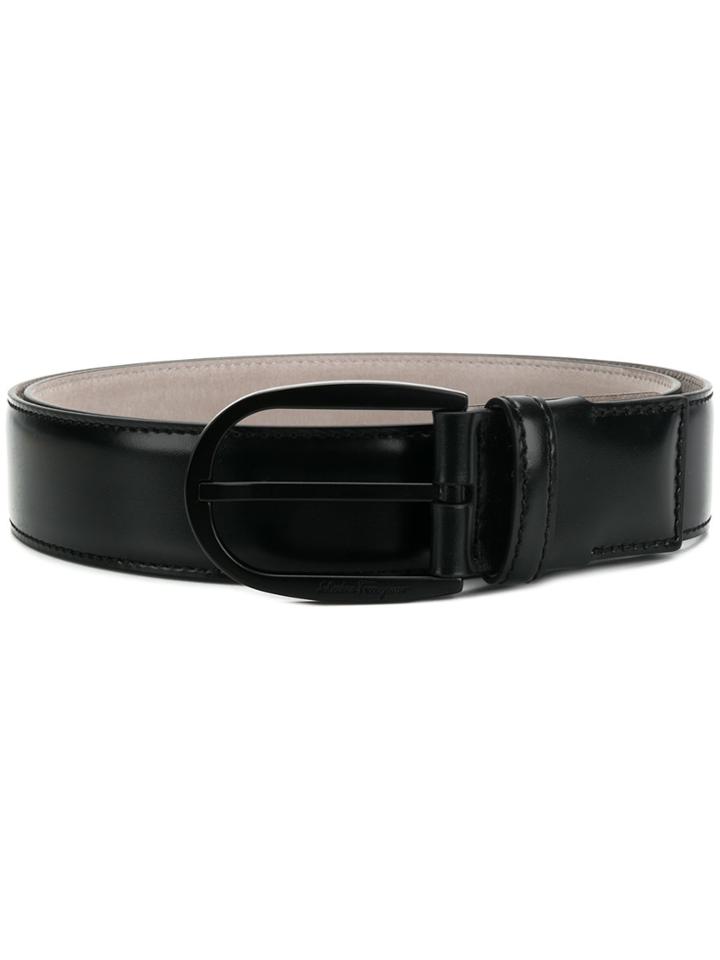 Salvatore Ferragamo Curved Buckle Belt - Black