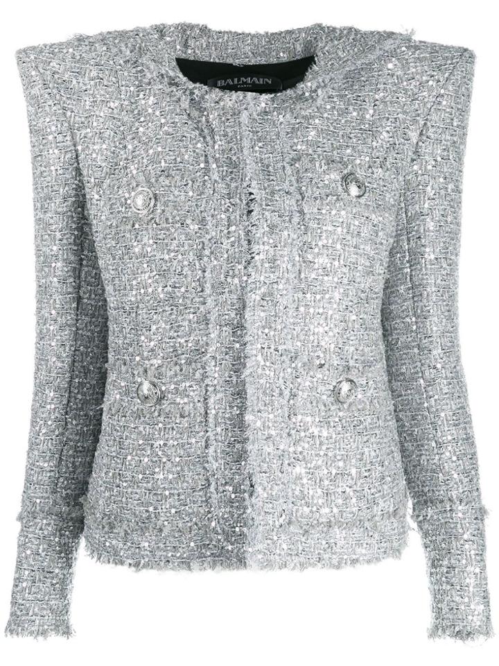 Balmain Tweed Blazer - Silver