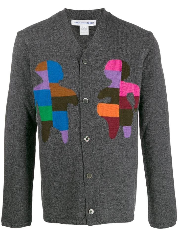 Comme Des Garçons Shirt Colour Block Cardigan - Grey