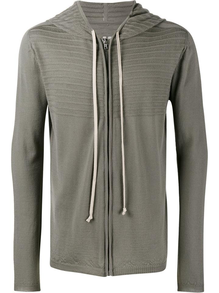 Rick Owens Textured Hoodie, Men's, Size: Xl, Grey, Virgin Wool