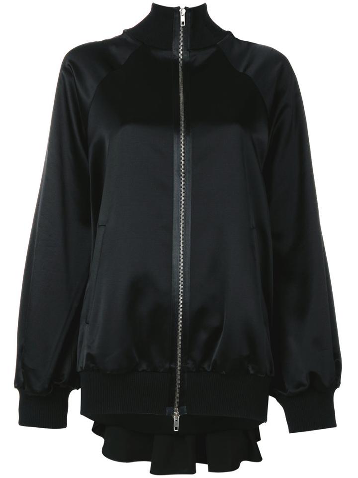 Maison Margiela - Pleated Back Satin Bomber Jacket - Women - Cotton/viscose/virgin Wool - 40, Black, Cotton/viscose/virgin Wool
