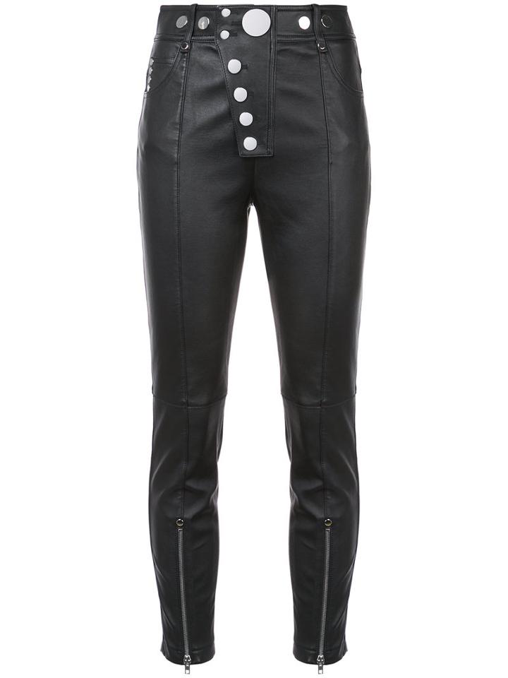 Alexander Wang - Cropped Skinny Trousers - Women - Lamb Skin - 2, Black, Lamb Skin