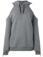 Versus - Cold Shoulder Hoodie - Women - Cotton/spandex/elastane - Xs, Grey, Cotton/spandex/elastane