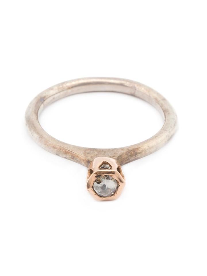 Rosa Maria Veigs Ring, Women's, Size: 6 1/2, Grey, Sterling Silver/diamond/12kt Rose Gold