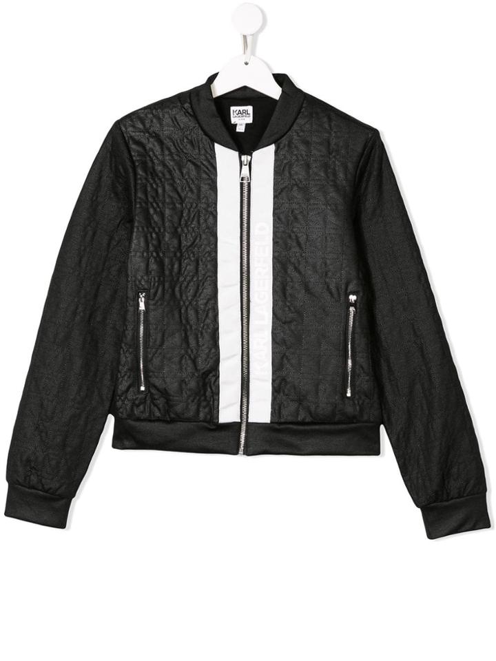 Karl Lagerfeld Kids Teen Quilted Effect Bomber Jacket - Black