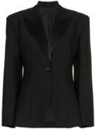 Wright Le Chapelain Silk Lapel Single Breasted Wool Jacket - Black