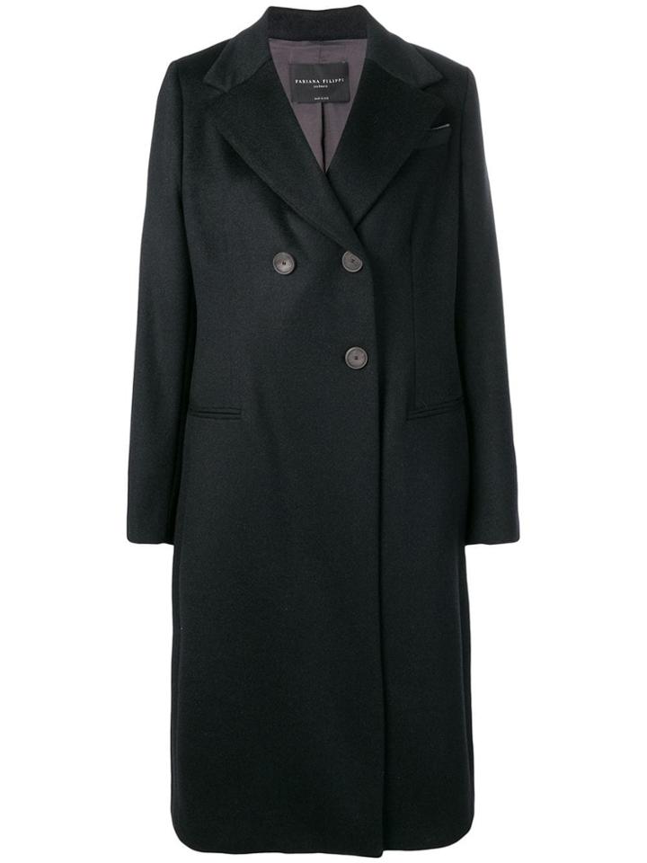 Fabiana Filippi Double Breasted Cashmere Coat - Black