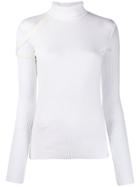 Helmut Lang Turtleneck Ribbed Top - White