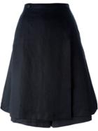 Individual Sentiments Wrap Skirt Knee-length Shorts - Black