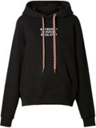 Burberry Embroidered Logo Cotton Oversized Hoodie - Black
