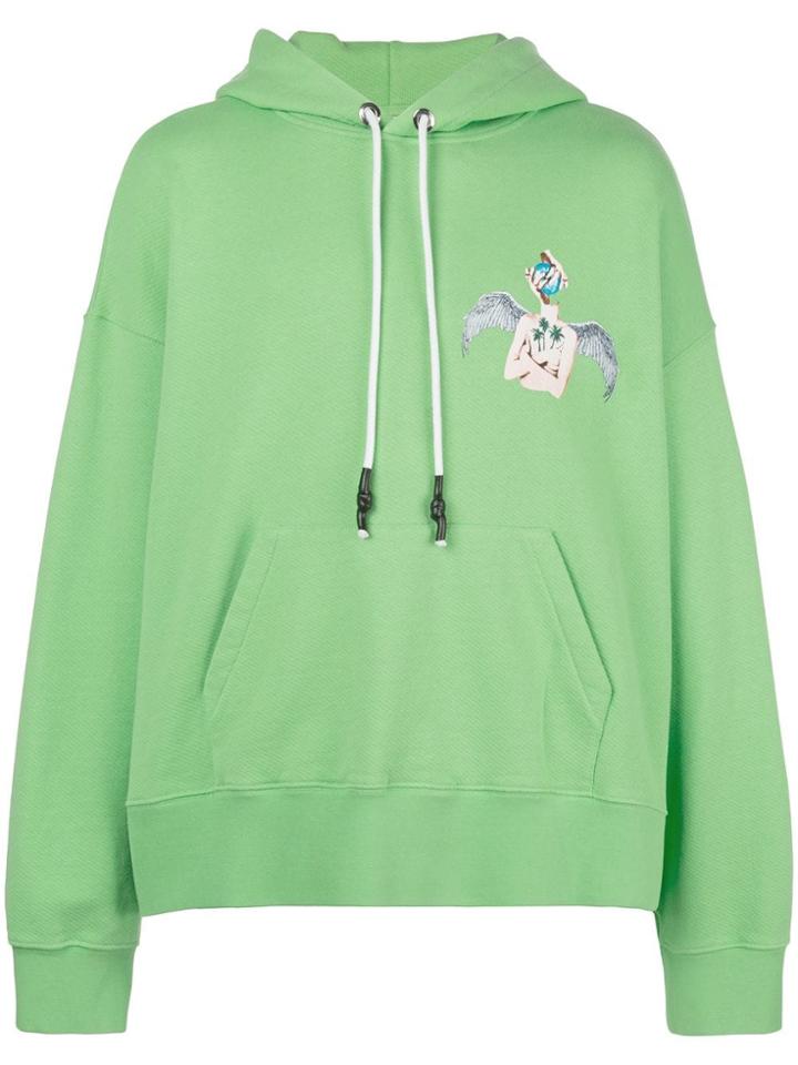 Palm Angels Logo Print Hoodie - Green