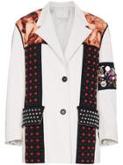 Prada Embossed Embellished Leather Jacket - White