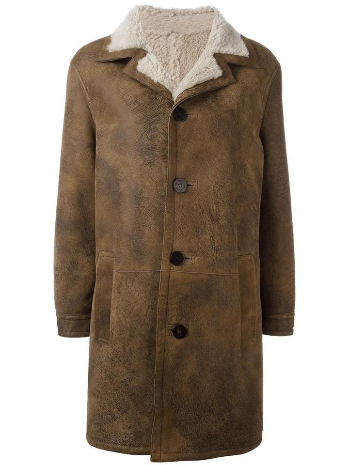 Neil Barrett - Buttoned Mid Coat - Women - Lamb Skin/lamb Fur - L, Brown, Lamb Skin/lamb Fur
