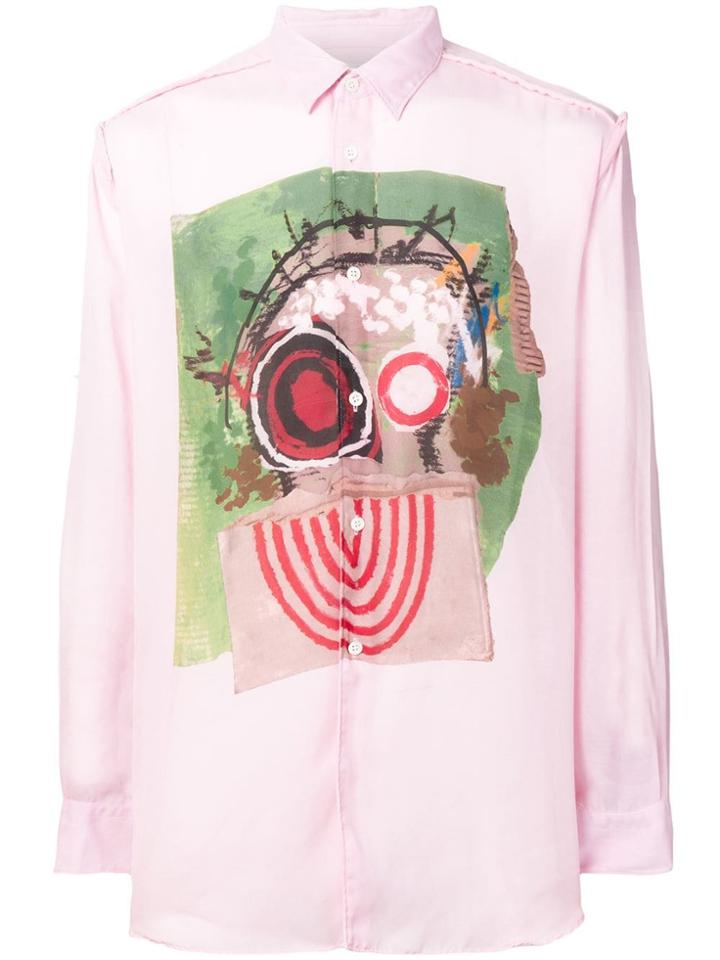 Comme Des Garçons Shirt Abstract Painting Print Shirt - Pink