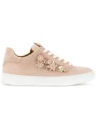 Black Dioniso Floral Appliqué Sneakers - Nude & Neutrals