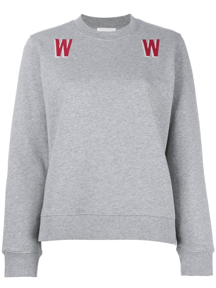 Wood Wood 'w' Print Sweatshirt, Women's, Size: Small, Grey, Cotton