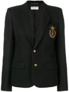Saint Laurent Logo Badge Felt Blazer - Black