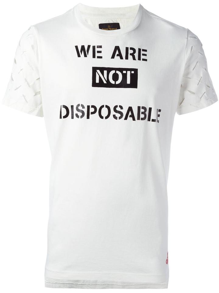 Vivienne Westwood Anglomania Cutout Sleeve T-shirt, Men's, Size: Medium, White, Cotton