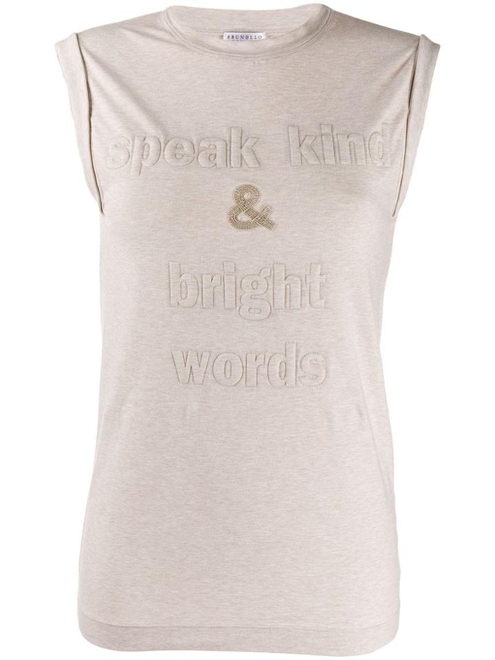 Brunello Cucinelli Speak Kind Tank Top - Neutrals