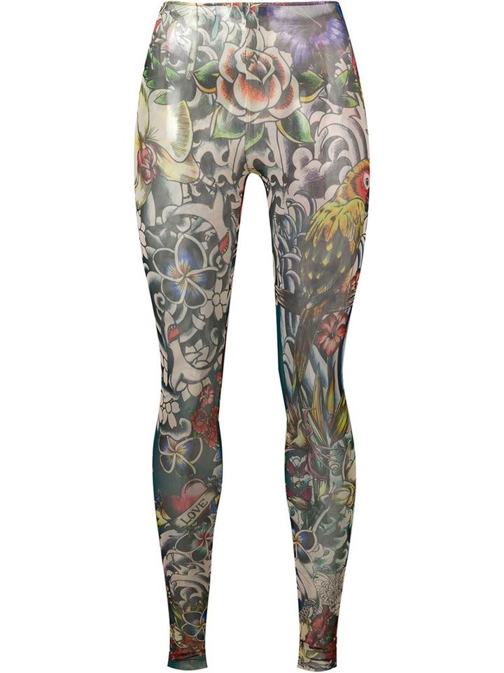 Dsquared2 Underwear Tattoo Print Leggings, Women's, Size: S, Polyamide/spandex/elastane