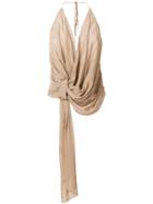 Jacquemus Plunge Tie Knot Top - Brown