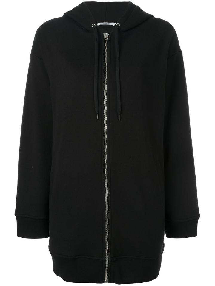 T By Alexander Wang Longline Hoodie, Women's, Size: Xs, Black, Cotton/modal/polyester