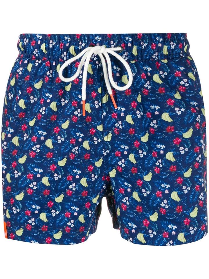 Sun 68 Hawaiian-print Swim Shorts - Blue