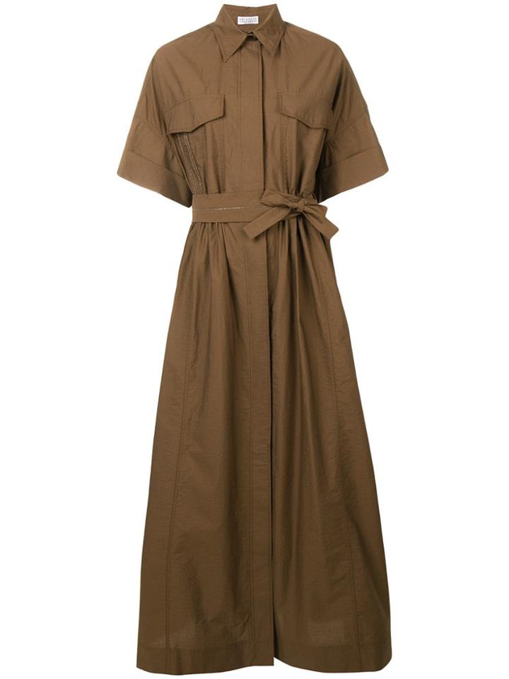 Brunello Cucinelli Floor-length Shirt Dress - Brown