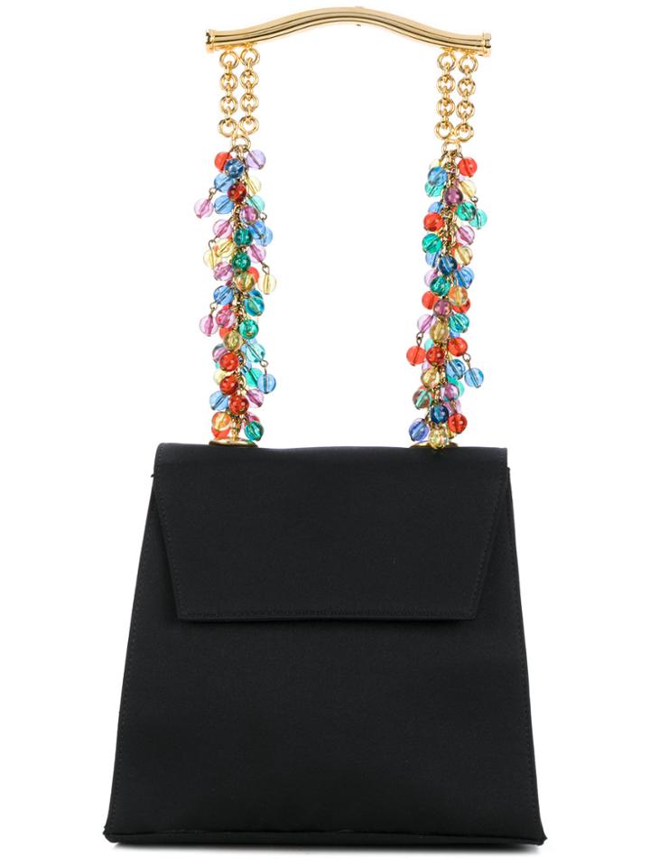 Versace Vintage Beaded Strap Evening Tote - Black