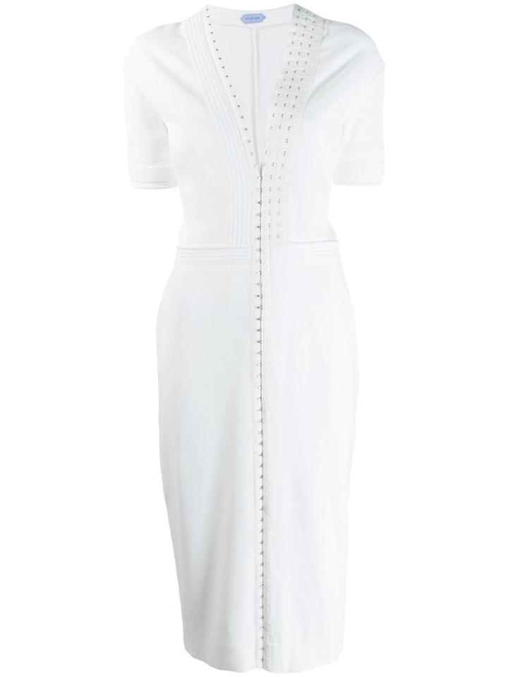 Mugler Fitted Midi Dress - White