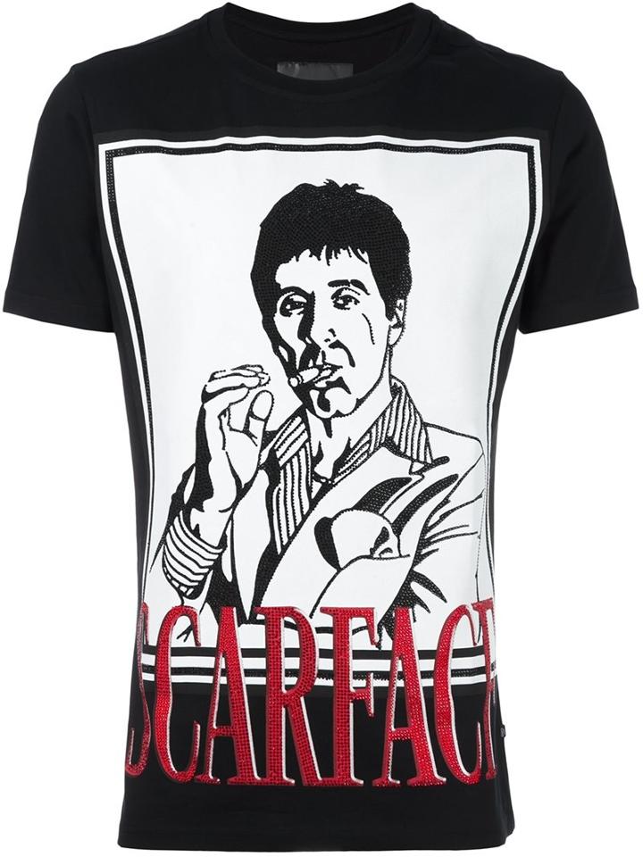 Philipp Plein 'scarface' T-shirt, Men's, Size: Large, Black, Cotton